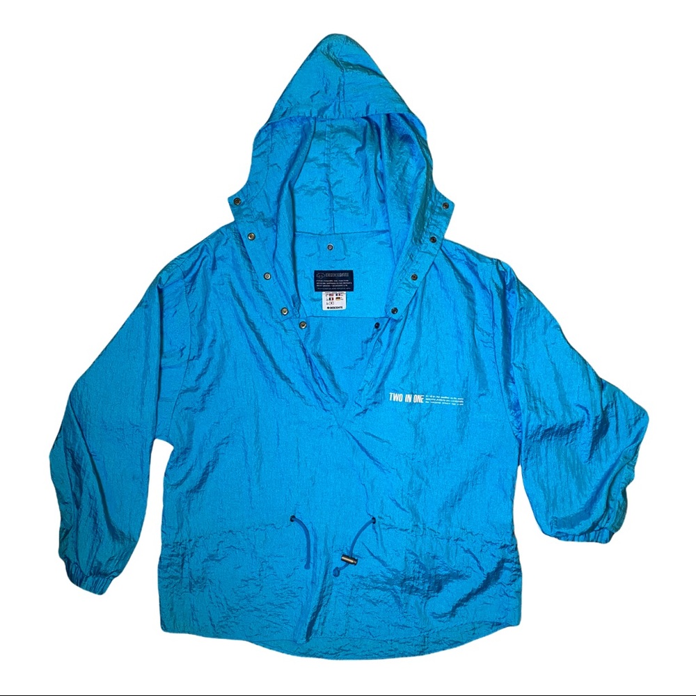 VTG Descente Teal Winter Ski HOODED Windbreaker M